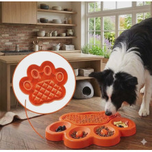 2-en-1 Gamelle Anti-glouton et Tapis à Léchage orange