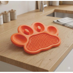 2-en-1 Gamelle Anti-glouton et Tapis à Léchage orange