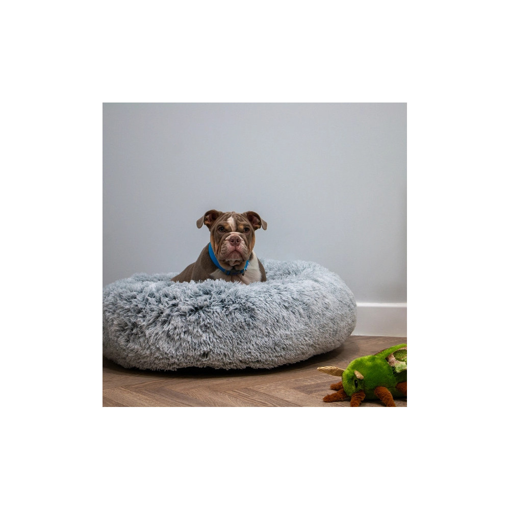 Lit pour chien en forme de donut gris ardoise  100 x 100 cm